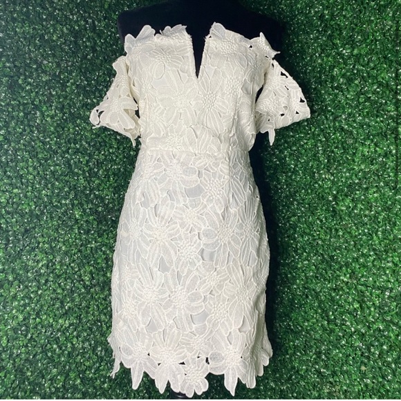 Luxxel Dresses & Skirts - Luxxel Lace Sheath Off- The- Shoulder Dress